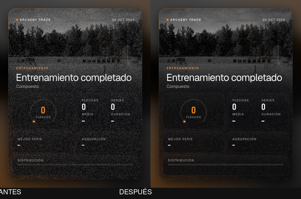 Tarjeta Cristal antes y después, lado a lado